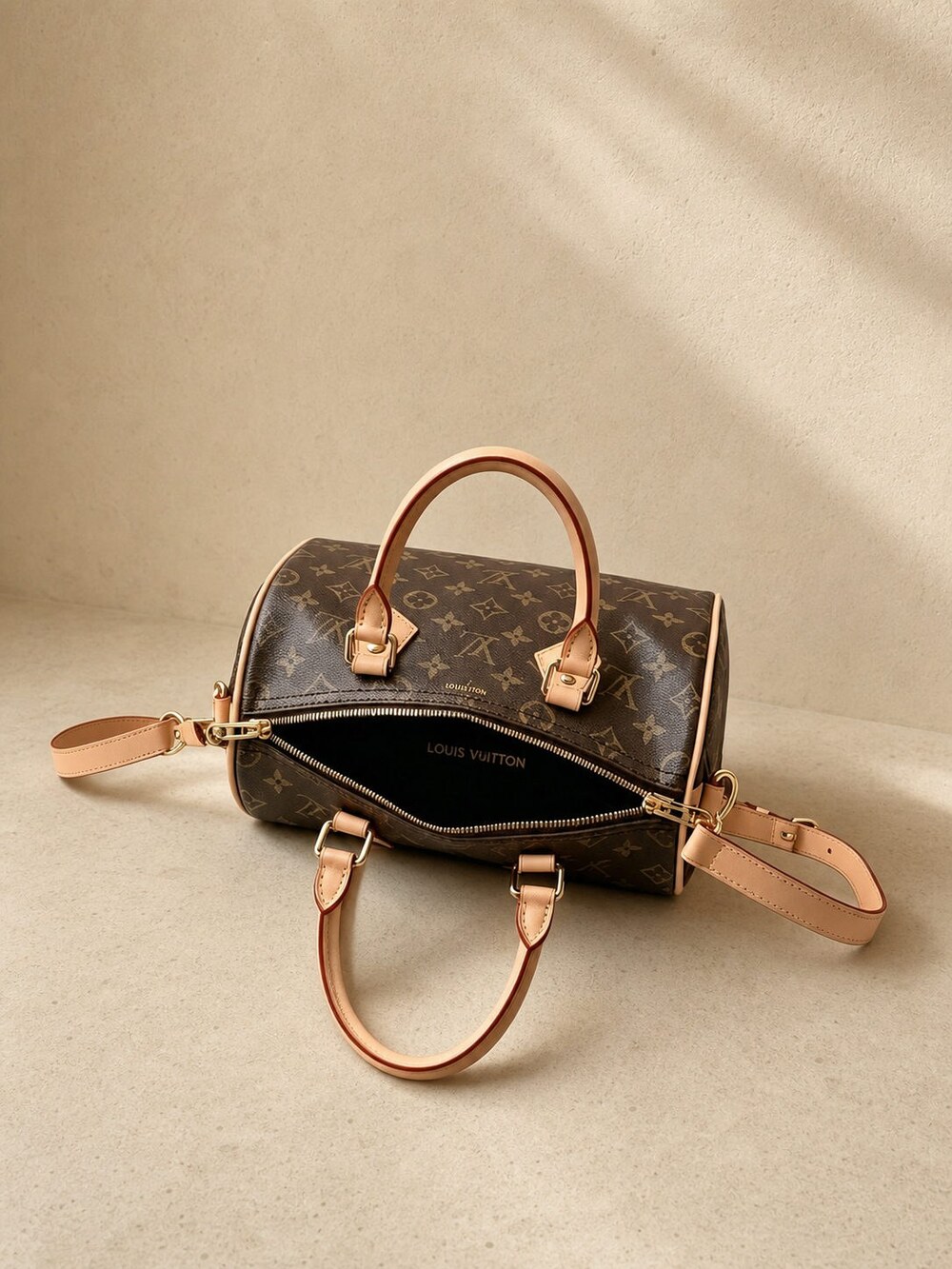 Louis Vuitton Speedy Bandouliere Handbag with Monogram Canvas and Gold Hardware - Picture 5 of 9